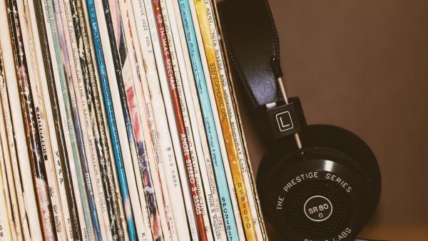 headphones and records