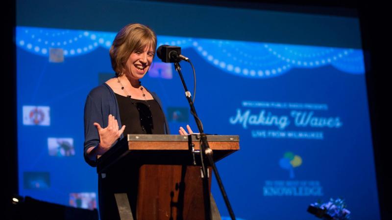 Anne at "Making Waves," a TTBOOK live show in Milwaukee