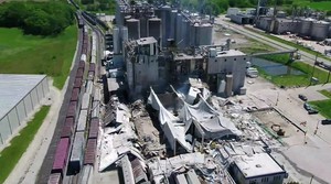 A picture of the Didion Milling facility in Cambria after the May 2017 explosion