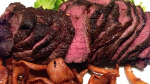 Venison roast with mushrooms