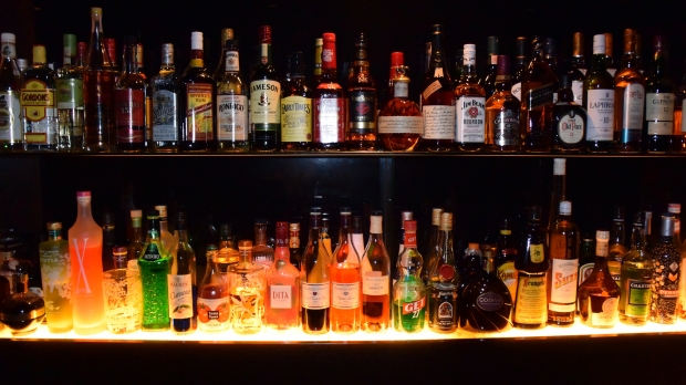 alcohol on bar