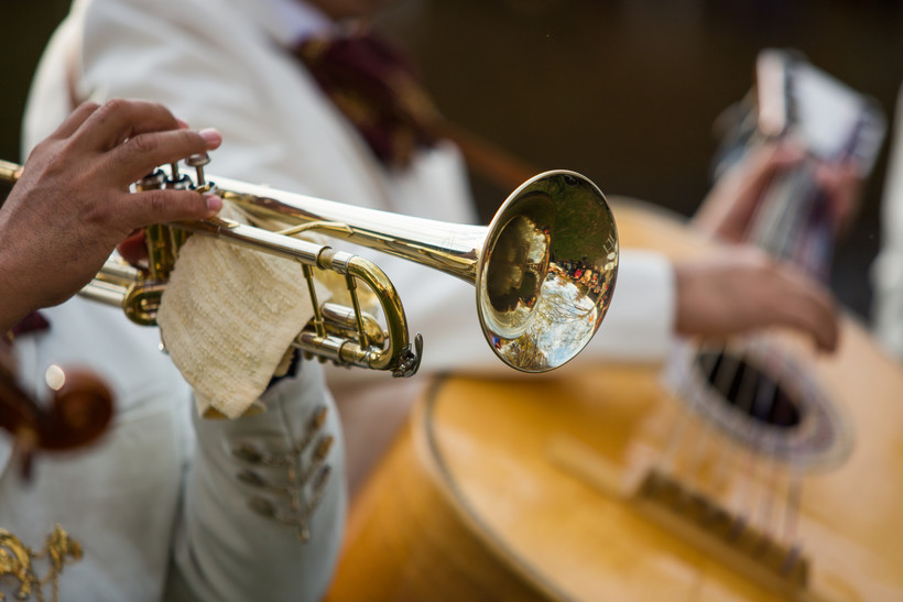 Student playing a trumpet